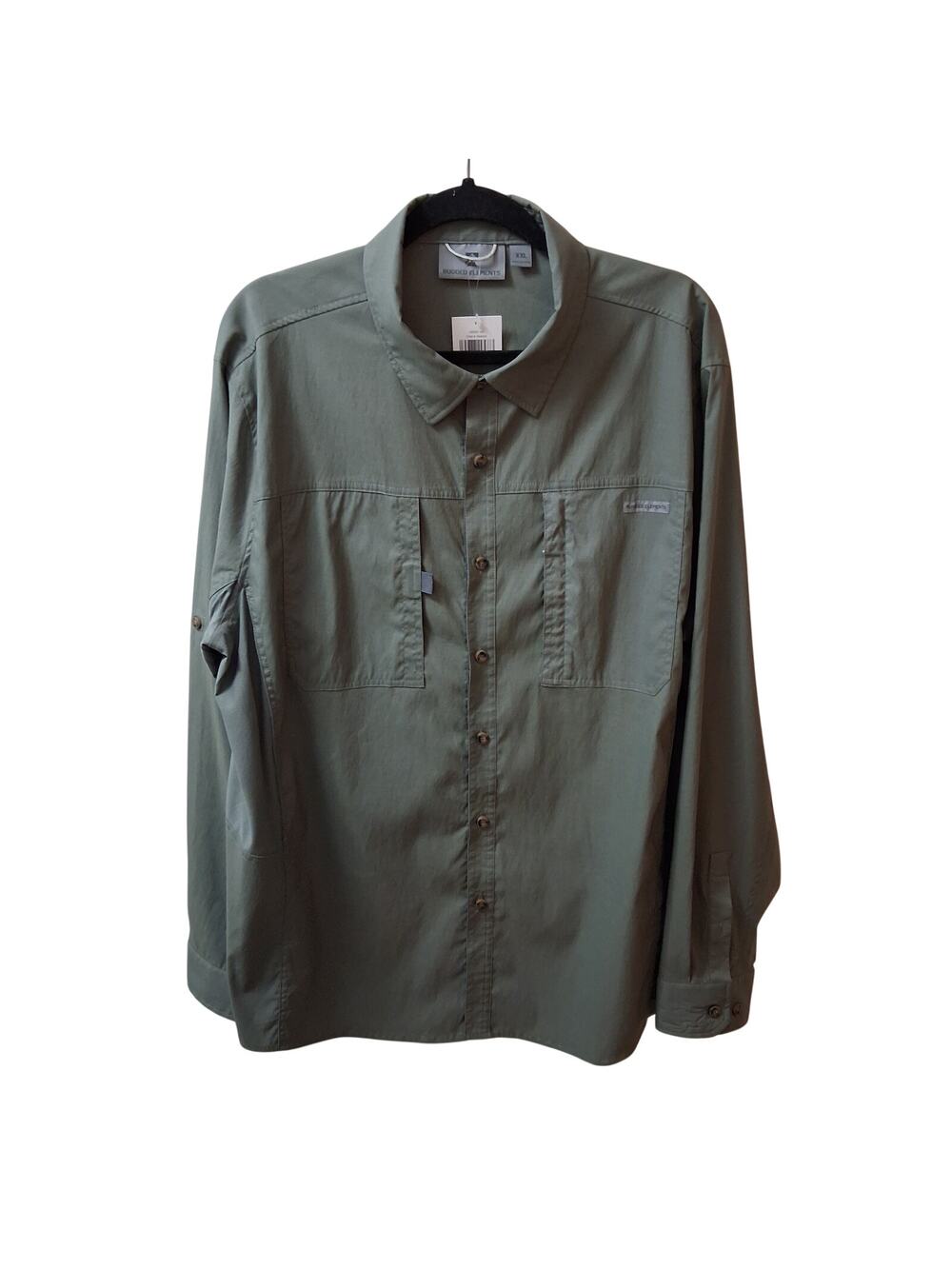 Rugged Elements Sage Green Men's Long Sleeves Button Down Shirt. Lightweight-XXL